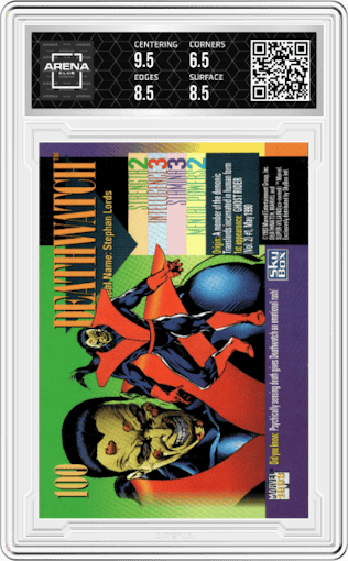 Deathwatch from the 1993 Skybox Marvel Universe set graded by Arena Club and given an overall grade of 7.