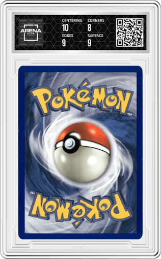 Persian from the 1999 Pokemon set graded by Arena Club and given an overall grade of 8.5.