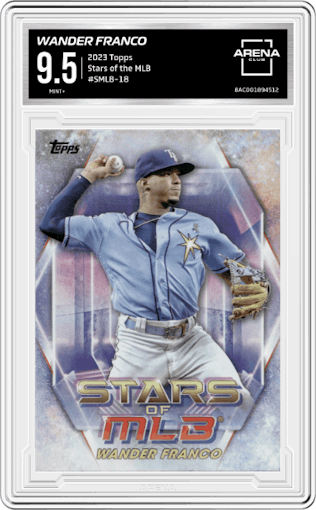 Wander Franco from the 2023 Topps  set graded by Arena Club and given an overall grade of 9.5.