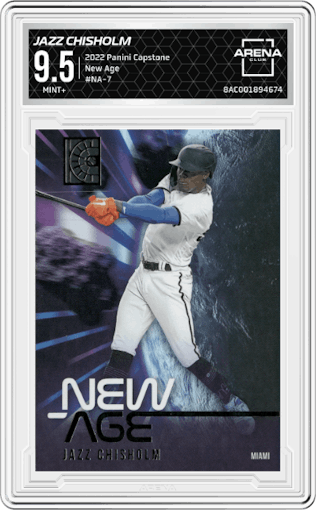 Jazz Chisholm from the 2022 Panini Capstone set graded by Arena Club and given an overall grade of 9.5.