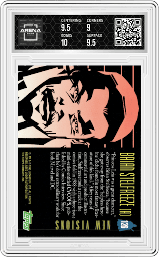 Brian Stelfreeze (A) from the 1993 Topps Star Wars Galaxy set graded by Arena Club and given an overall grade of 9.5.