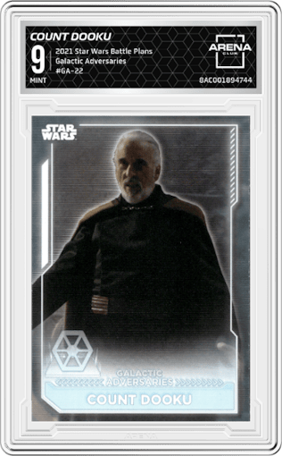 Count Dooku from the 2021 Topps Star Wars Battle Plans set graded by Arena Club and given an overall grade of 9.