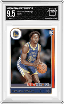Jonathan Kuminga from the 2021-22 Panini NBA Hoops set graded by Arena Club and given an overall grade of 9.5.