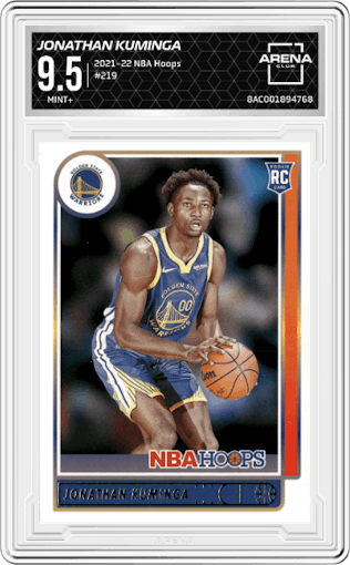 Jonathan Kuminga from the 2021-22 Panini NBA Hoops set graded by Arena Club and given an overall grade of 9.5.