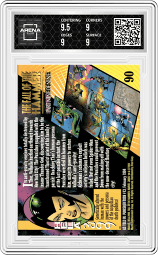 Hela 2099 from the 1994 Fleer Marvel Universe  set graded by Arena Club and given an overall grade of 9.