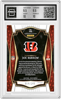 Joe Burrow from the 2020 Panini Select set featuring a Blue Prizm parallel graded by Arena Club and given an overall grade of 10.