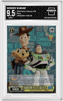 Bonds of Friendship Woody & Buzz from the 2022 Weiss Schwarz JPN set graded by Arena Club and given an overall grade of 9.5.