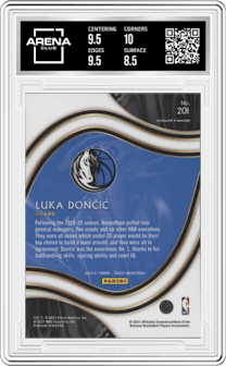 Luka Doncic from the 2020-21 Panini Select  set graded by Arena Club and given an overall grade of 9.
