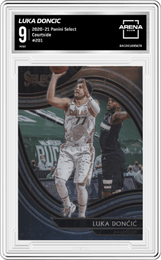 Luka Doncic from the 2020-21 Panini Select  set graded by Arena Club and given an overall grade of 9.