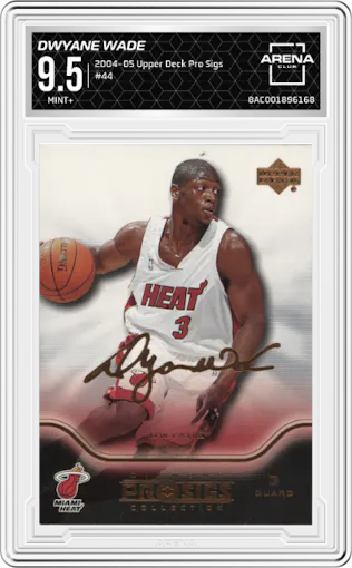 Dwyane Wade from the 2004-05 Upper Deck Pro Sigs set graded by Arena Club and given an overall grade of 9.5.