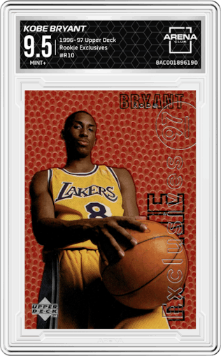 Kobe Bryant from the 1996-97 Upper Deck set graded by Arena Club and given an overall grade of 9.5.
