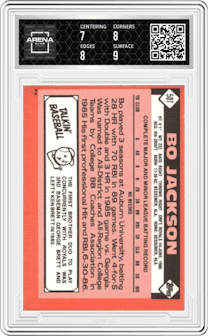 Bo Jackson from the 1986 Topps Traded set graded by Arena Club and given an overall grade of 7.5.