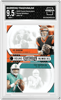 Joe Burrow/Tua Tagovailoa from the 2020 Panini Contenders set graded by Arena Club and given an overall grade of 9.5.