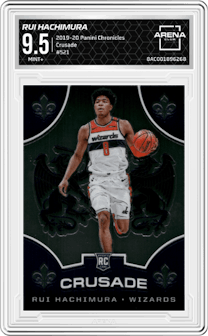 Rui Hachimura from the 2019-20 Panini Chronicles  set graded by Arena Club and given an overall grade of 9.5.