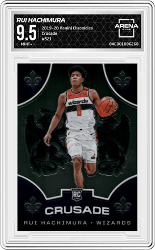 Rui Hachimura from the 2019-20 Panini Chronicles  set graded by Arena Club and given an overall grade of 9.5.