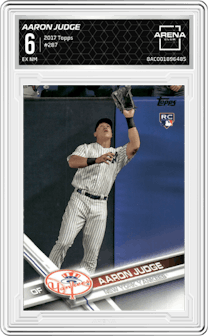 Aaron Judge from the 2017 Topps set graded by Arena Club and given an overall grade of 6.
