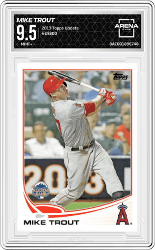 Mike Trout  from the 2013 Topps Update Series set graded by Arena Club and given an overall grade of 9.5.
