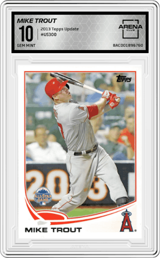 Mike Trout  from the 2013 Topps Update Series set graded by Arena Club and given an overall grade of 10.
