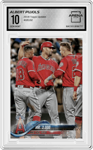 Albert Pujols from the 2018 Topps Update set graded by Arena Club and given an overall grade of 10.