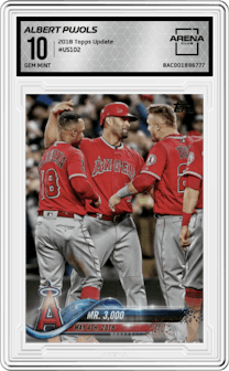 Albert Pujols from the 2018 Topps Update set graded by Arena Club and given an overall grade of 10.