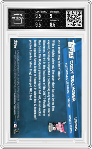 Cody Bellinger from the 2017 Topps Update Series set graded by Arena Club and given an overall grade of 9.