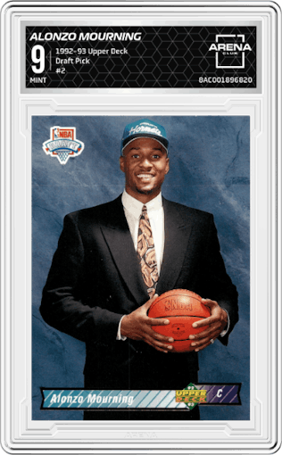 Alonzo Mourning from the 1992-93 Upper Deck  set graded by Arena Club and given an overall grade of 9.