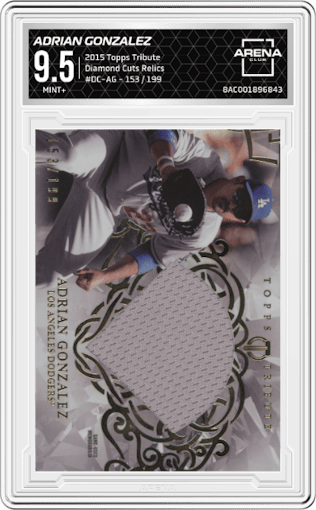 Adrian Gonzalez from the 2015 Topps Tribute set graded by Arena Club and given an overall grade of 9.5.