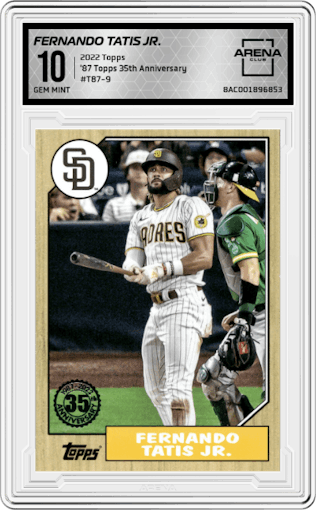 Fernando Tatis Jr. from the 2022 Topps   set graded by Arena Club and given an overall grade of 10.