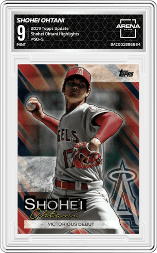Shohei Ohtani from the 2019 Topps Update  set graded by Arena Club and given an overall grade of 9.
