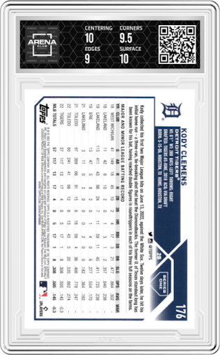 Kody Clemens from the 2023 Topps  set graded by Arena Club and given an overall grade of 9.5.