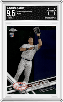 Aaron Judge from the 2017 Topps Chrome set graded by Arena Club and given an overall grade of 9.5.