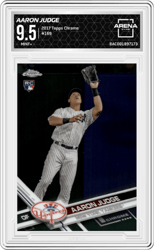 Aaron Judge from the 2017 Topps Chrome set graded by Arena Club and given an overall grade of 9.5.
