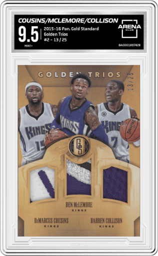Cousins/McLemore/Collison from the 2015-16 Panini Gold Standard set graded by Arena Club and given an overall grade of 9.5.