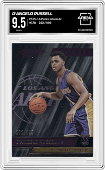 D'Angelo Russell from the 2015-16 Panini Absolute set graded by Arena Club and given an overall grade of 9.5.