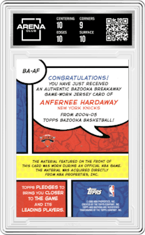 Anfernee Hardaway from the 2004-05 Topps Bazooka set graded by Arena Club and given an overall grade of 9.5.
