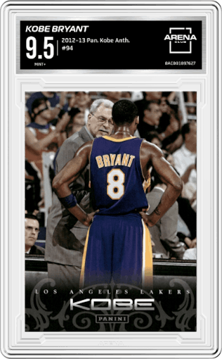 Kobe Bryant from the 2012-13 Panini Kobe Anthology set graded by Arena Club and given an overall grade of 9.5.