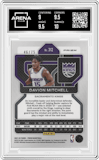 Davion Mitchell from the 2021-22 Panini Prizm  set featuring a  Red NBA 75th Diamond Prizm parallel graded by Arena Club and given an overall grade of 9.5.