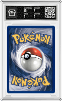 Blaine's Kangaskhan from the 2000 Pokemon GH set graded by Arena Club and given an overall grade of 8.5.