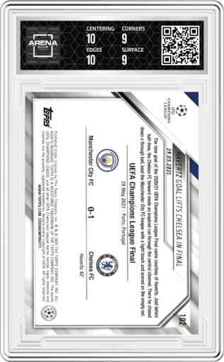 Kai Havertz  from the 2021-22 Topps UEFA CL set graded by Arena Club and given an overall grade of 9.5.