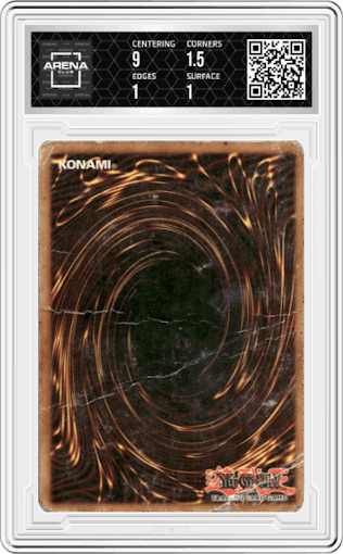 Dark Magician from the 2002 Yu-Gi-Oh set featuring a Limited Edition parallel graded by Arena Club.
