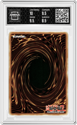 Dark Magic Curtain from the 2007 Yu-Gi-Oh! set graded by Arena Club and given an overall grade of 9.
