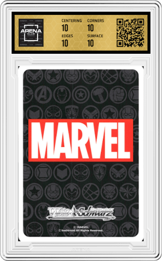 Baby Groot from the 2021 Weiss Schwarz JPN set graded by Arena Club and given an overall grade of 10.