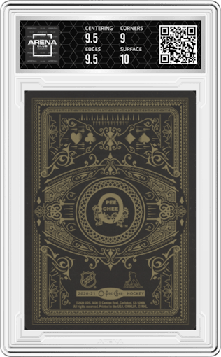 Marc-Andre Fleury from the 2020-21 O-Pee-Chee set graded by Arena Club and given an overall grade of 9.5.