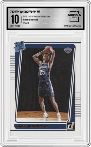 Trey Murphy III from the 2021-22 Panini Donruss set graded by Arena Club and given an overall grade of 10.