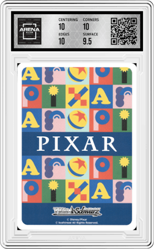 Bonnie's Favorite Forky
 from the 2022 Weiss Schwarz JPN set featuring a Rare parallel graded by Arena Club and given an overall grade of 10.