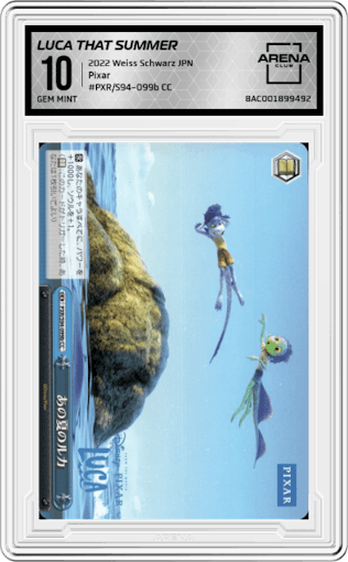 Luca That Summer from the 2022 Weiss Schwarz JPN set graded by Arena Club and given an overall grade of 10.