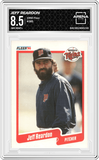 Jeff Reardon from the 1990 Fleer  set graded by Arena Club and given an overall grade of 8.5.