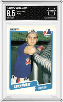 Larry Walker from the 1990 Fleer  set graded by Arena Club and given an overall grade of 8.5.