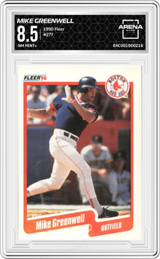 Mike Greenwell from the 1990 Fleer  set graded by Arena Club and given an overall grade of 8.5.