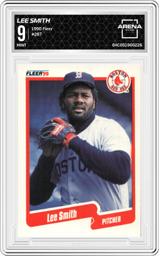 Lee Smith from the 1990 Fleer  set graded by Arena Club and given an overall grade of 9.